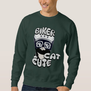 Cute Biker Cat Riding motorcycle, simple & elegant Sweatshirt