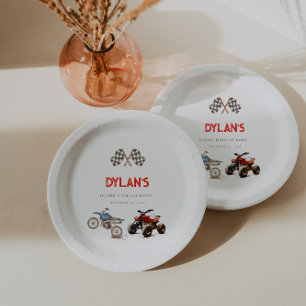 Cute Bikes Combined Theme Birthday Paper Plate