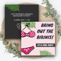 Cute Bikini Bachelorette Pool Party Invitation