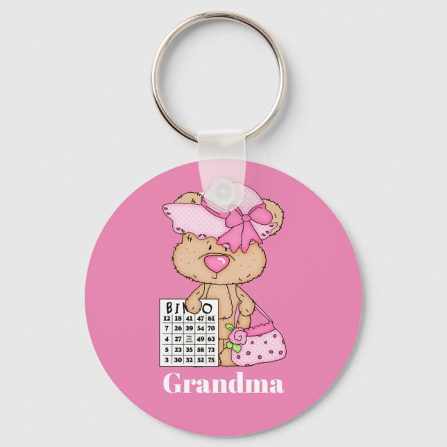 Cute Bingo bear add name Key Ring (Front)
