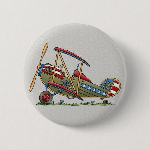 Cute Biplane 6 Cm Round Badge