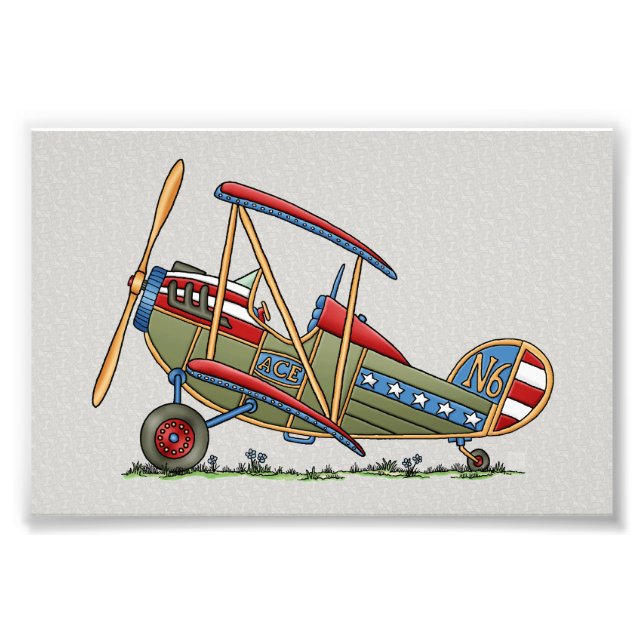 Cute Biplane Photo Print (Front)