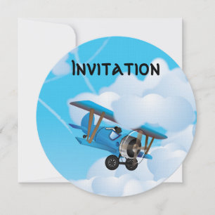 Cute BiPlane's Cartoon Invitation