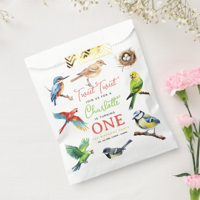 Cute Bird 1st Birthday Party Favour Bags (Sealed)