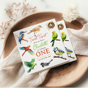 Cute Bird 1st Birthday Party Napkin