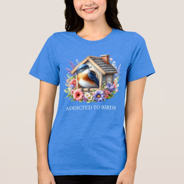 Cute bird addict add text  Tri-Blend shirt (Front)