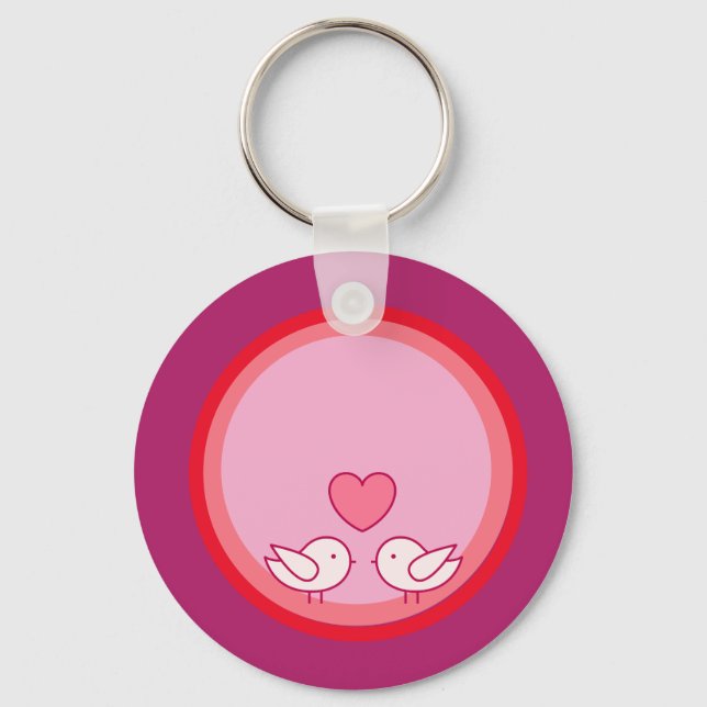 Cute Bird and Heart Love Design Key Ring (Front)