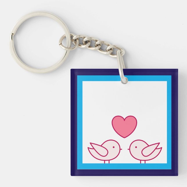 Cute Bird and Heart Love Design Key Ring (Front)