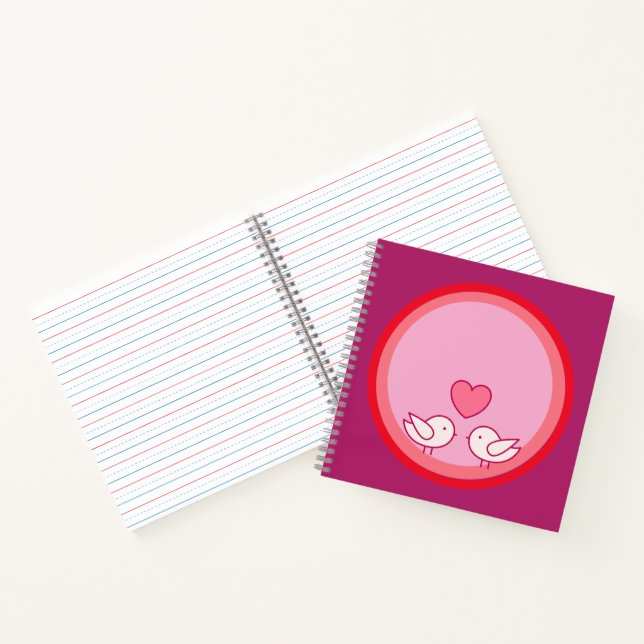 Cute Bird and Heart Love Design Notebook (Inside)