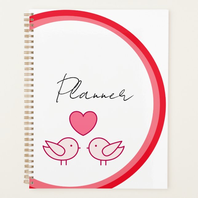 Cute Bird and Heart Love Design Planner (Front)