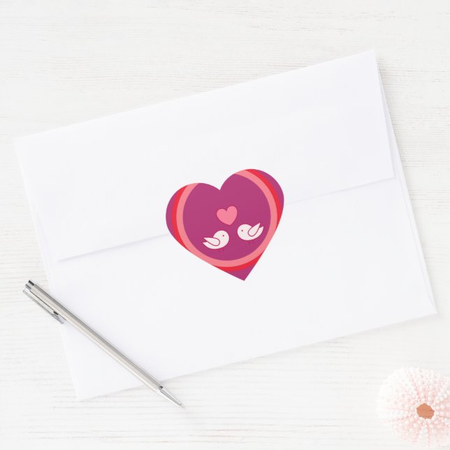 Cute Bird and Heart Love Design Sticker (Envelope)