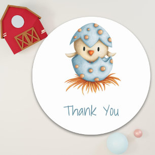 Cute Bird Blue Thank You Classic Round Sticker