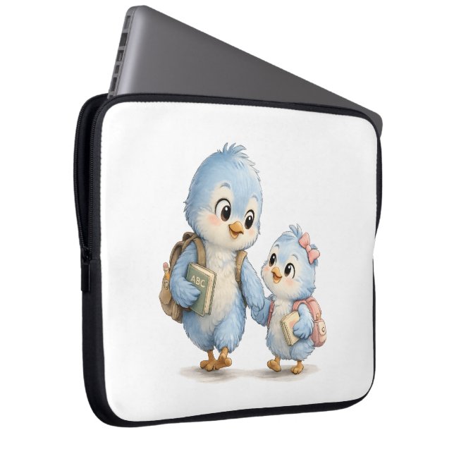 Cute Bird Brother Laptop Case Sleeve (Front Right)