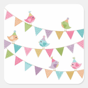 Cute Bird Bunting Square Sticker