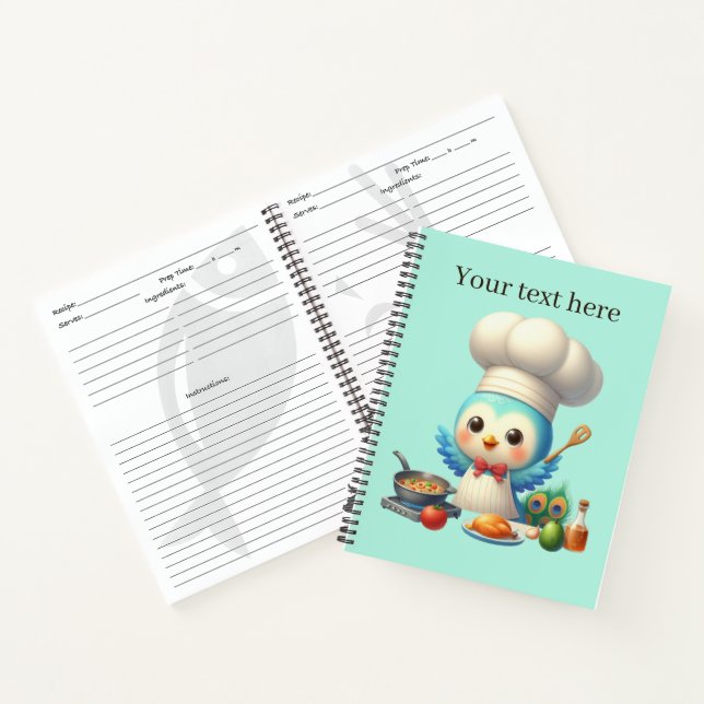 Cute bird chef lovers recipe  notebook (Inside)