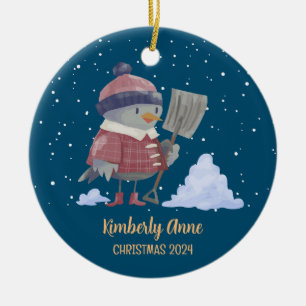 Cute Bird Christmas Animal Snowy Winter Holiday Ceramic Tree Decoration