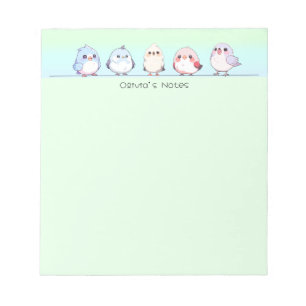 Cute bird colourful gradient Personalised name Notepad