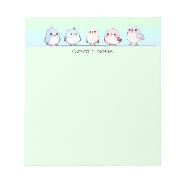 Cute bird colourful gradient Personalised name Notepad (Front)