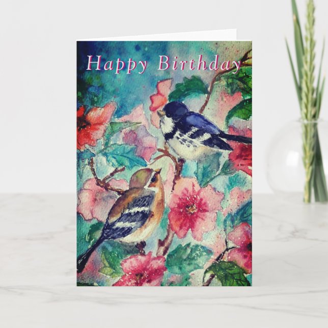 Cute Bird Couple Birthday Card (Front)