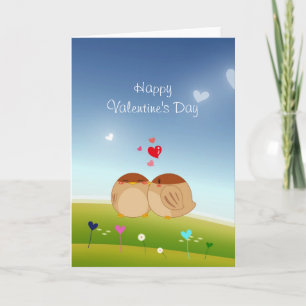 Cute Bird Couple Full of Love Heart Holiday Card