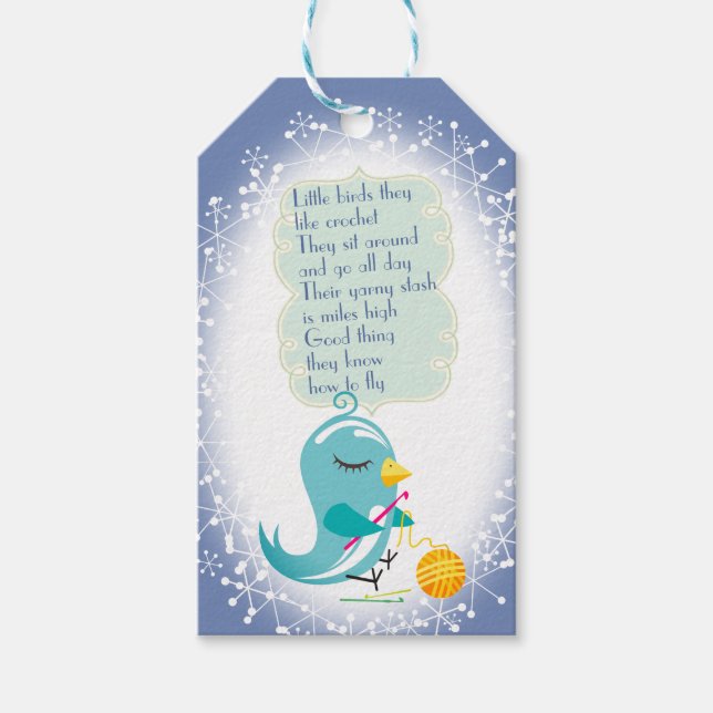 Cute bird crochet hook yarn Christmas tag (Front)