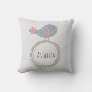 Cute Bird Custom Name Cushion