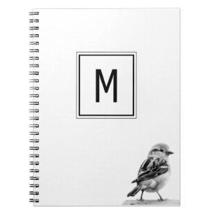 Cute Bird Custom Your Initial Letter  Notebook