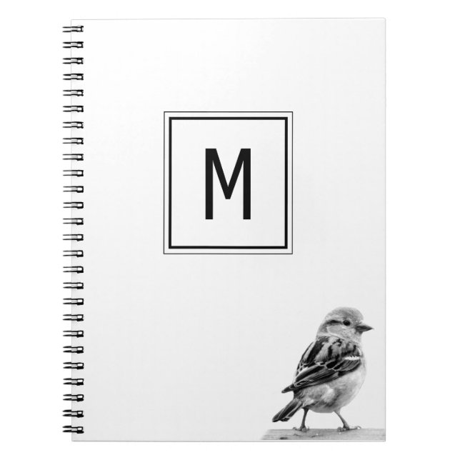 Cute Bird Custom Your Initial Letter  Notebook (Front)