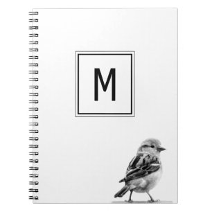 Cute Bird Custom Your Initial Letter Notebook