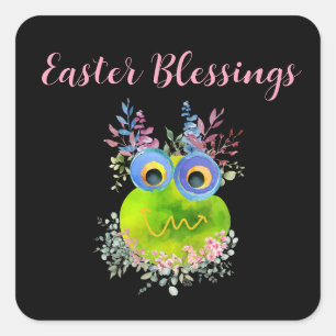 Cute Bird Easter Blessing Art Work Square Sticker