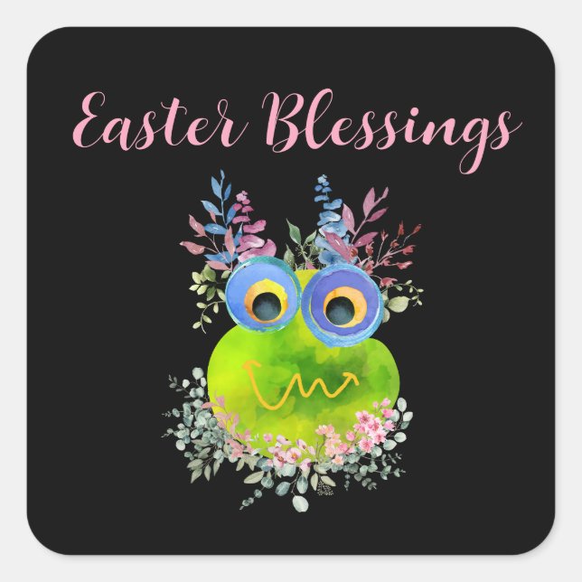 Cute Bird Easter Blessing Art Work Square Sticker (Front)