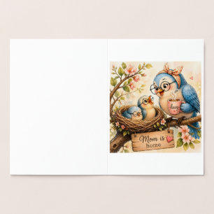 Cute Bird Family Foil Card