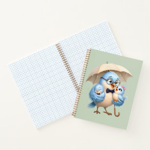 Cute Bird Family Spiral Notebook