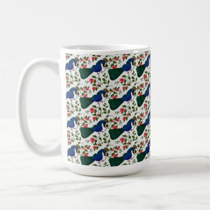Cute Bird Floral Pattern Colourful Blue Bird wit Coffee Mug