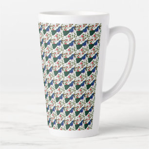 Cute Bird Floral Pattern Colourful Blue Bird wit Latte Mug