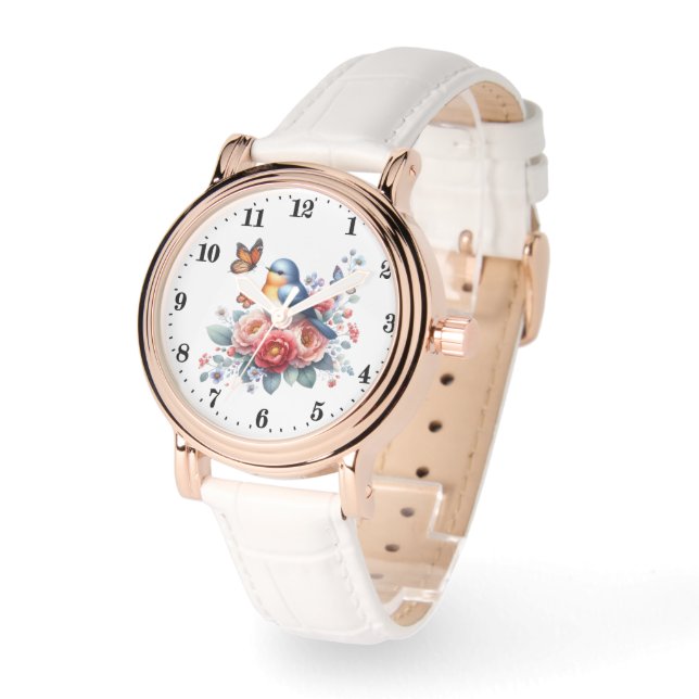 Cute bird flowers butterfly watch (Angle)