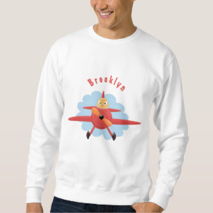 Cute bird flying red aeroplane cartoon illustratio sweatshirt