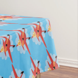 Cute bird flying red aeroplane cartoon illustratio tablecloth
