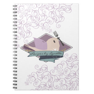 Cute bird fork chef catering restaurant culinary spiral notebook