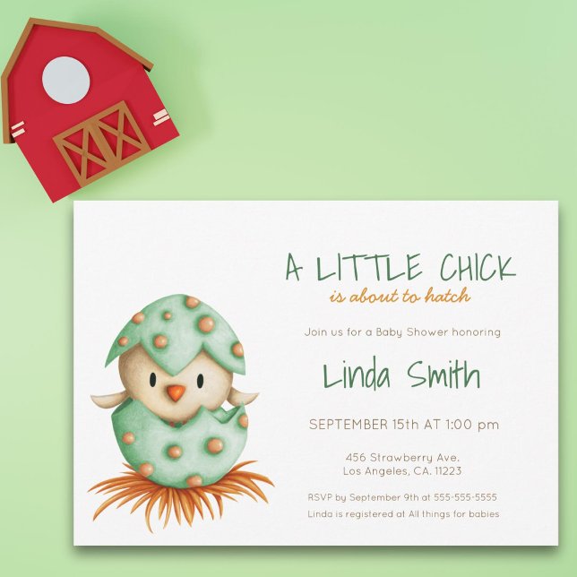 Cute Bird Green Gender Neutral Baby Shower Invitation (Creator Uploaded)