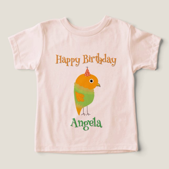 Cute Bird Happy Birthday Gift-Girl Toddler T-shirt (Design Front)
