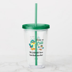 Cute bird hatching green cartoon baby announcement acrylic tumbler