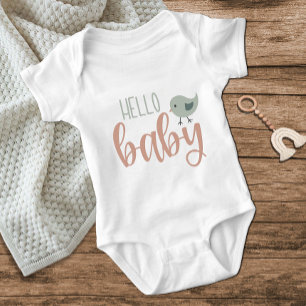 Cute Bird Hello Baby Pastel Bodysuit