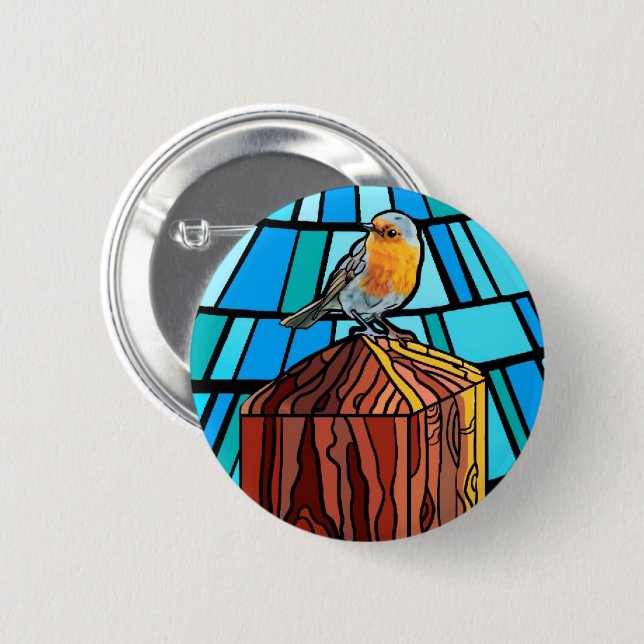 Cute bird in vibrant colour 6 cm round badge (Front & Back)