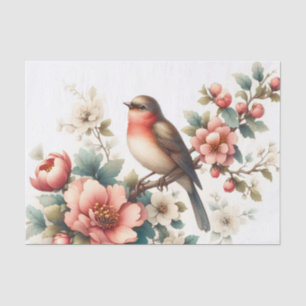 Cute bird lovers flowers decoupage  tissue paper