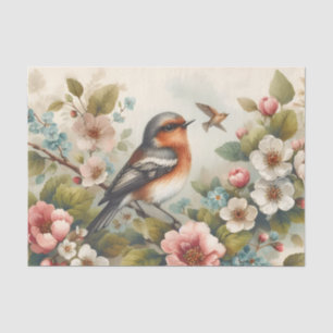 Cute bird lovers flowers decoupage tissue paper