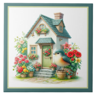 Cute bird lovers kitchen crafting business  tile