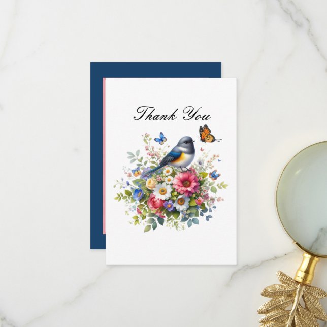 Cute bird lovers thank you card (Front/Back In Situ)