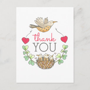 Cute Bird Nest Thank You Postcard