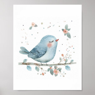 Cute Bird Nursery Friends Love Animal Flowers Poster